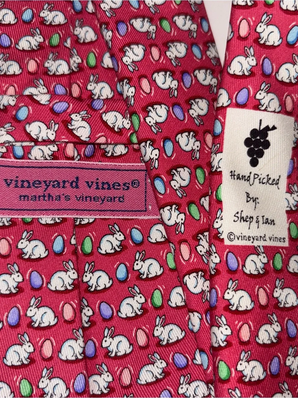 Vineyard Vines Bunnies & Eggs Easter Pink Boy’s Silk Tie Preppy